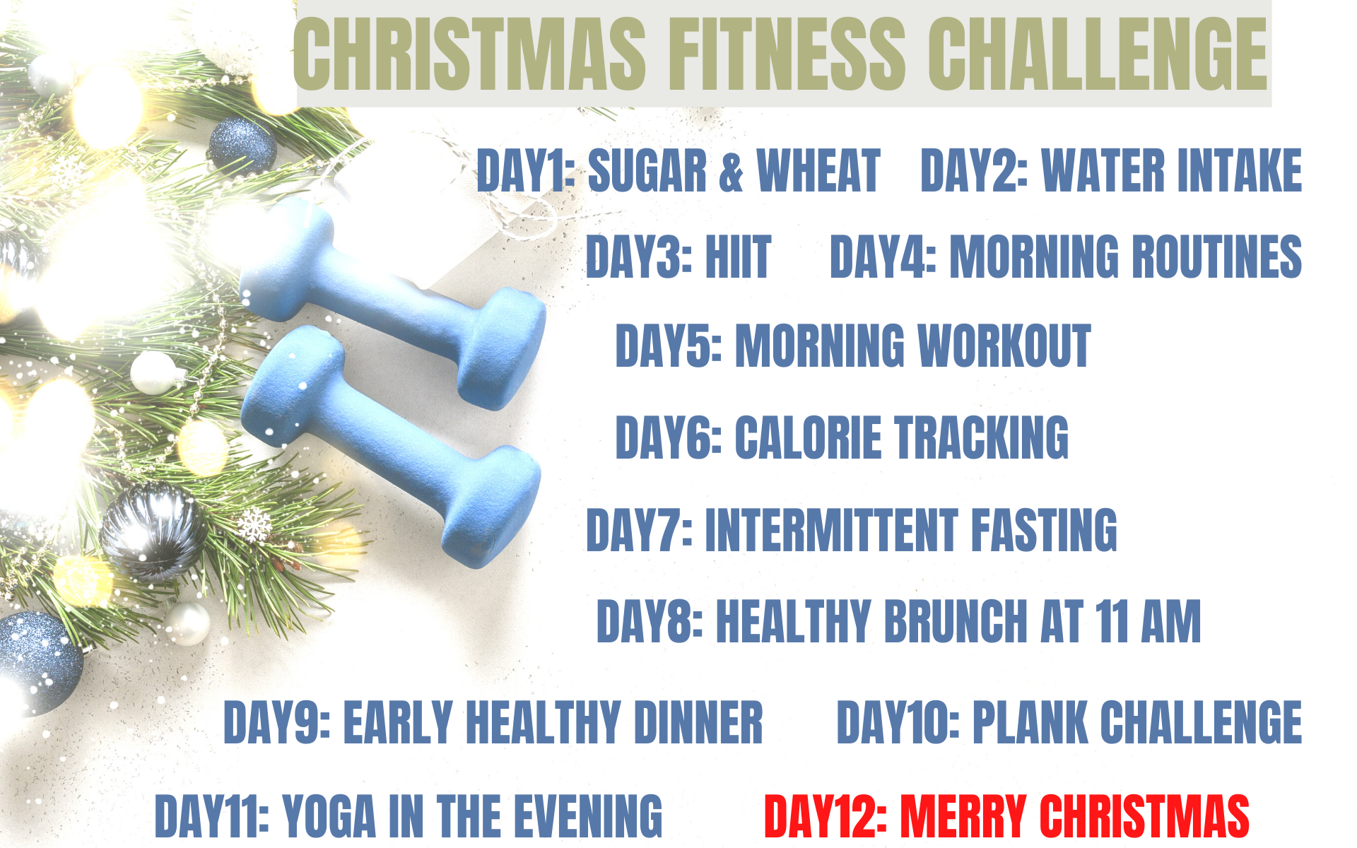 You are currently viewing Christmas Fitness Challenge (12 days)- Holiday Fitness
