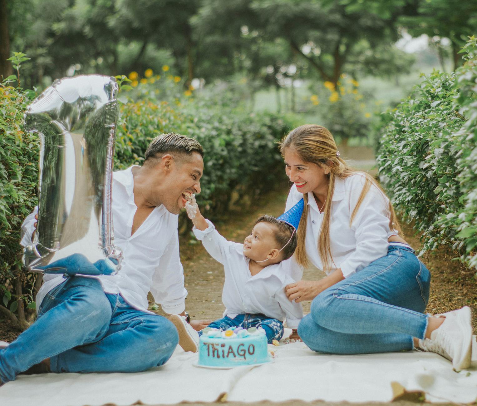 happy family celebrating birthday of son